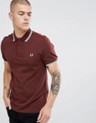 Fred Perry Twin Tipped Polo In Brown - Brown