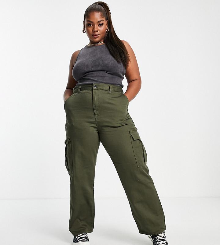 Dr Denim Plus Ruby Straight Leg Utility Pants In Green