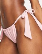 Missguided Bikini Bottom With Thick Tie Side In Rose-pink