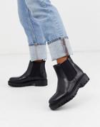 Rule London Flat Chunky Chelsea Boots In Black Leather