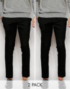 Asos 2 Pack Skinny Smart Pant With Belt Save 17% - Black