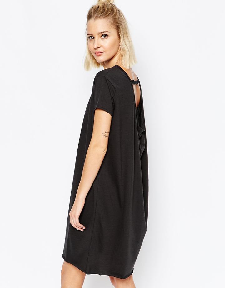Cheap Monday Open Drape Back T-shirt Dress - Black