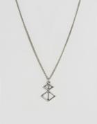 Asos Geo Necklace In Burnished Silver - Silver