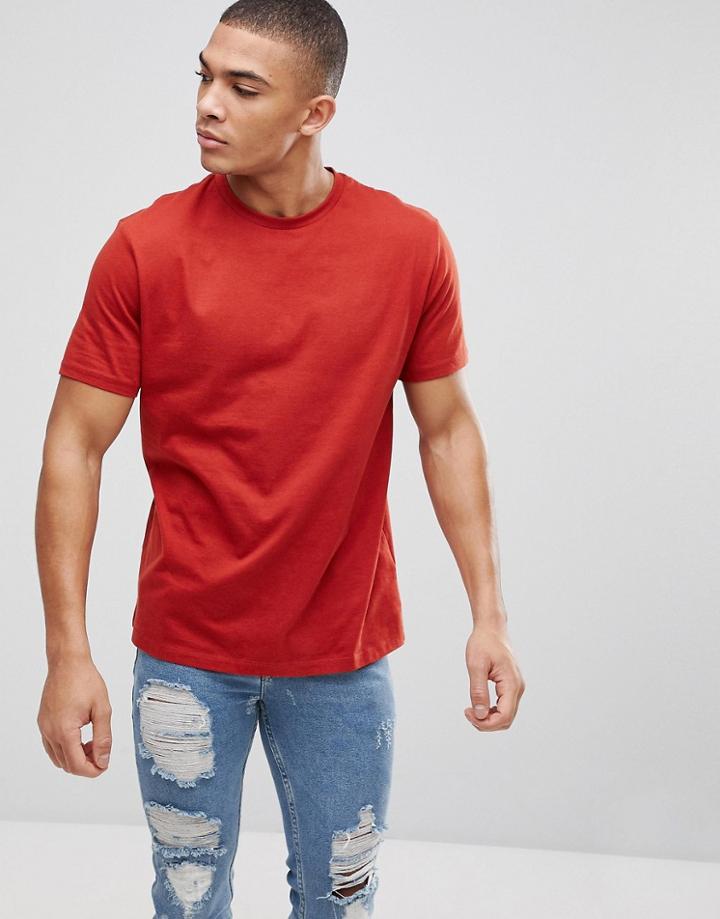 Asos Design Relaxed Fit T-shirt In Orange - Red