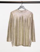 Asos Design Oversized Longline T-shirt With 3/4 Wide Sleeve In Gold