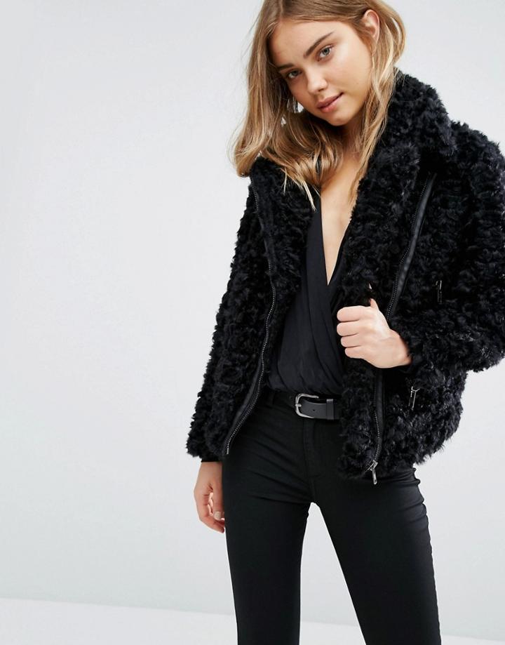 Samsoe & Samsoe Faux Shearling Phin Jacket - Black