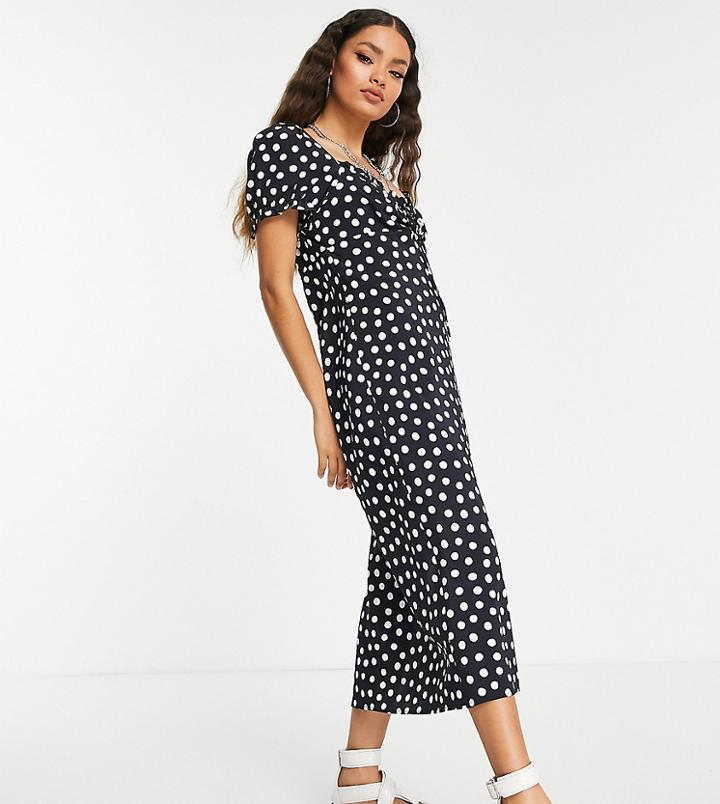 Topshop Petite Spot Bardot Bias Midi Dress - Multi