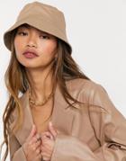Asos Design Cotton Bucket Hat With Improved Fit In Stone-neutral