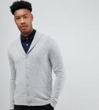 Asos Design Tall Lambswool Shawl Cardigan In Light Gray