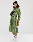 Na-kd Neon Snake Print Skirt In Green - Green