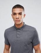 Asos Design Jersey Polo In Charcoal Marl-gray