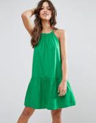 Asos Drop Waist Sundress In Cotton - Green