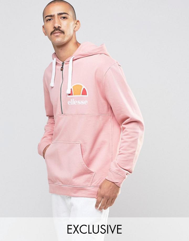 Ellesse Hoodie With Half Zip - Pink
