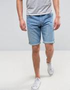 Lee 5 Pocket Denim Shorts Sun Bleach Wash - Blue