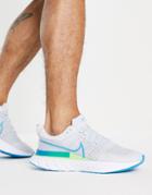 Nike Running React Infinity Run Flyknit 2 Sneakers In Pure Platinum/laser Blue-gray