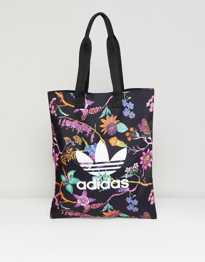 Adidas Originals Floral Print Reversible Tote Bag - Black