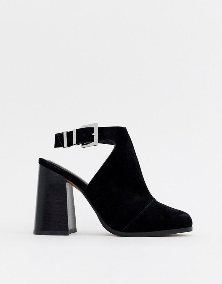 Asos Design Piper Premium Suede Closed Square Toe Heavy Rand Slingback - Black
