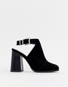 Asos Design Piper Premium Suede Closed Square Toe Heavy Rand Slingback - Black