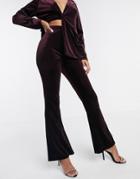 Asos Design Jersey Kick Flare Suit Pants In Velvet-red