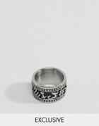 Reclaimed Vintage Geo-tribal Band Ring - Silver