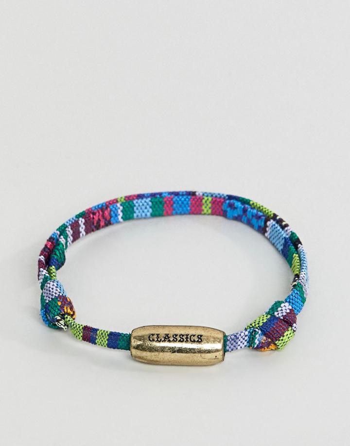 Classics 77 Multi Colored Bracelet With Burnished Gold Adjustable Knot - Blue
