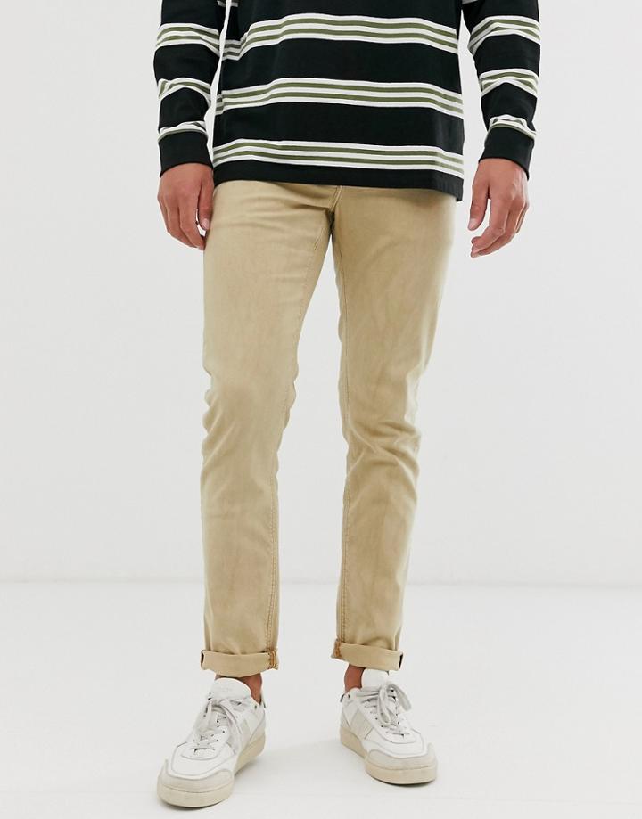 Asos Design Slim Jeans In Sand-stone