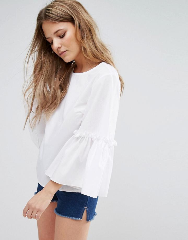 Miss Selfridge Fluted Sleeve Blouse - White