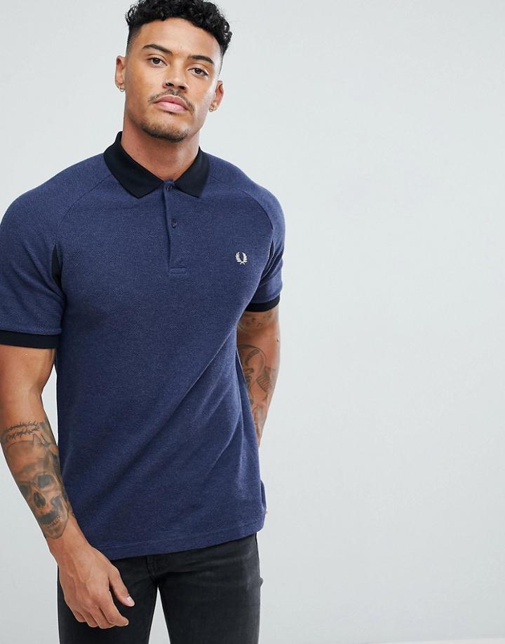 Fred Perry Slim Fit Colour Block Pique Polo Shirt In Navy - Navy