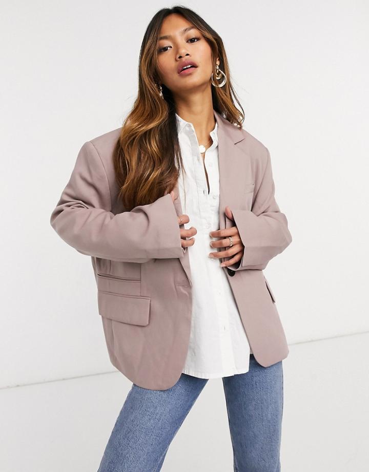 Weekday Siri Oversized Outdoor Blazer In Beige-neutral