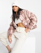 Qed London Trucker Jacket In Neutral Check-multi