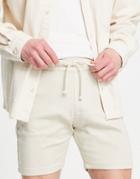 Bershka Woven Shorts In Ecru-white