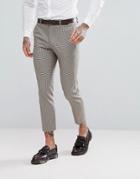 River Island Cropped Skinny Fit Suit Pants In Brown Check - Brown