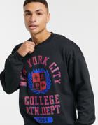Topman Sweatshirt With Varsity Print In Black