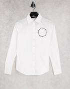 Love Moschino Round Logo Fitted Shirt In White