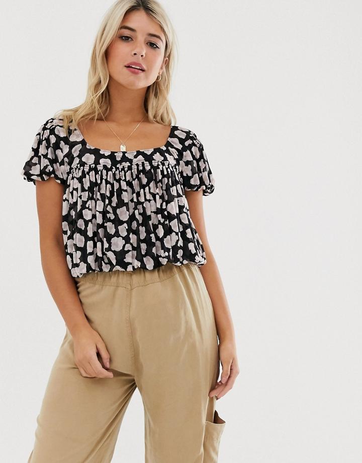 Free People Megs Cropped Blouse-black
