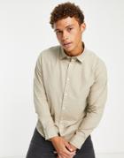 Selected Homme Long Sleeve Shirt In Stone-neutral