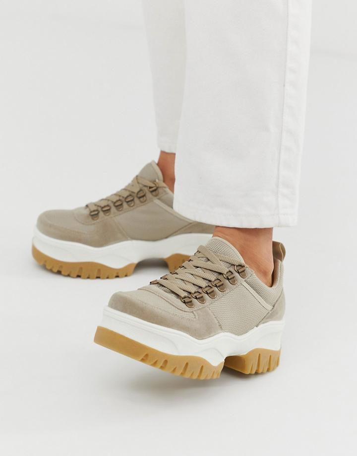 Asos Design Duke Chunky Hiker Sneakers In Beige