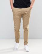 Solid Chinos In Slim Fit With Stretch - Stone