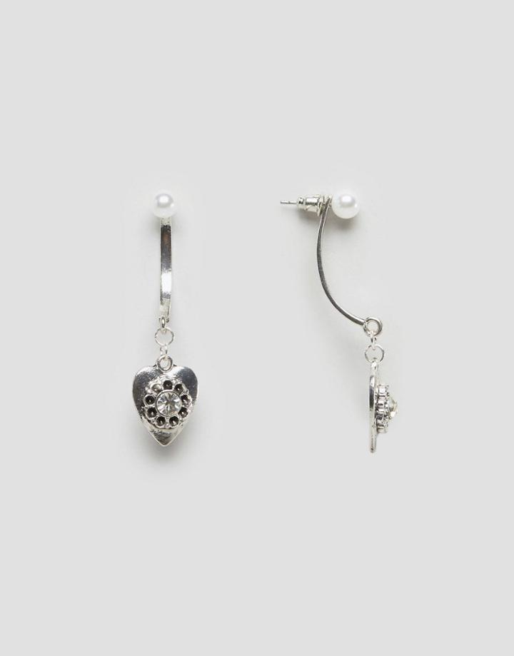 Asos Heart Swing Earrings - Cream