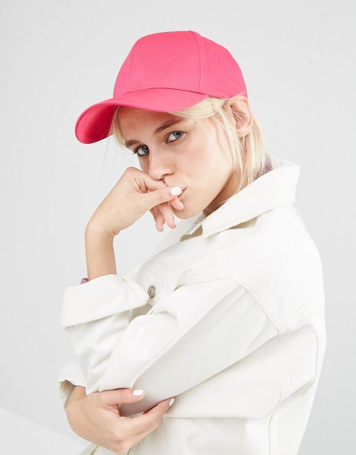 Asos Plain Baseball Cap With New Fit - Pink