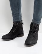 Aldo Derrian Leather Lace Up Boots In Black - Black