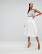 Asos Scuba Prom Skirt With Circle Belt - White