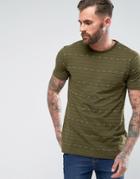 Pull & Bear T-shirt With Arrow Stripes In Khaki - Green