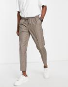 New Look Slim Fit Smart Pants In Brown Check