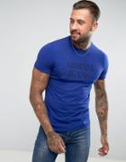 Armani Jeans Slim Fit Crew Neck Made In Italy Text T-shirt Cobalt - Blue