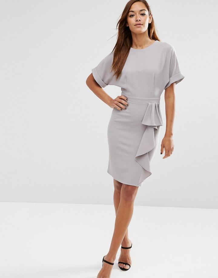 Asos Waterfall Pencil Dress - Gray
