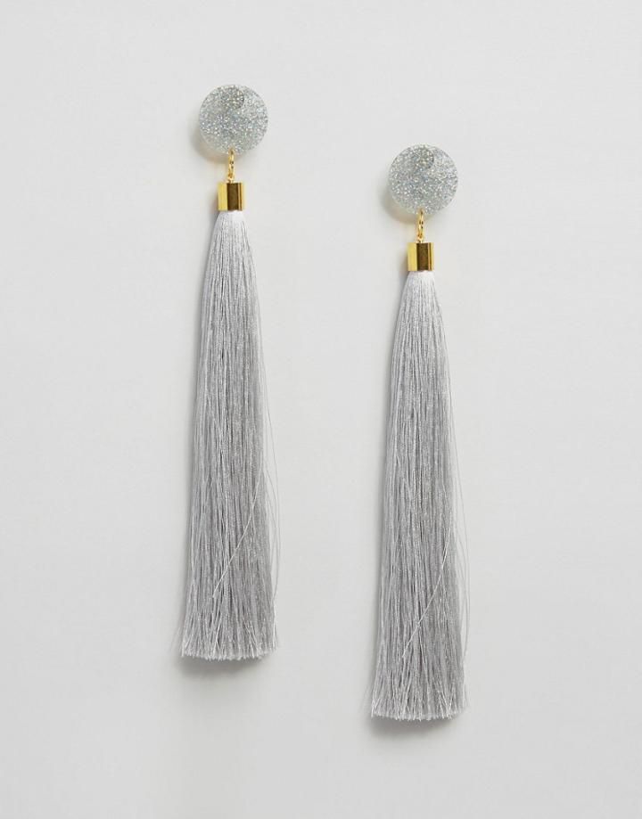 Suzywan Silk Tassel Earrings - Silver