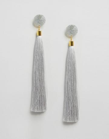 Suzywan Silk Tassel Earrings - Silver