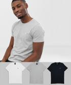 Abercrombie & Fitch 3 Pack Icon Logo Crew Neck T-shirt In White/gray/black - Multi