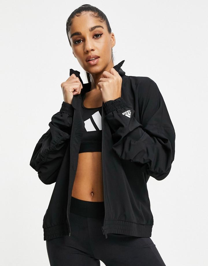 Adidas Training 3 Bar Logo Track Jacket In Black